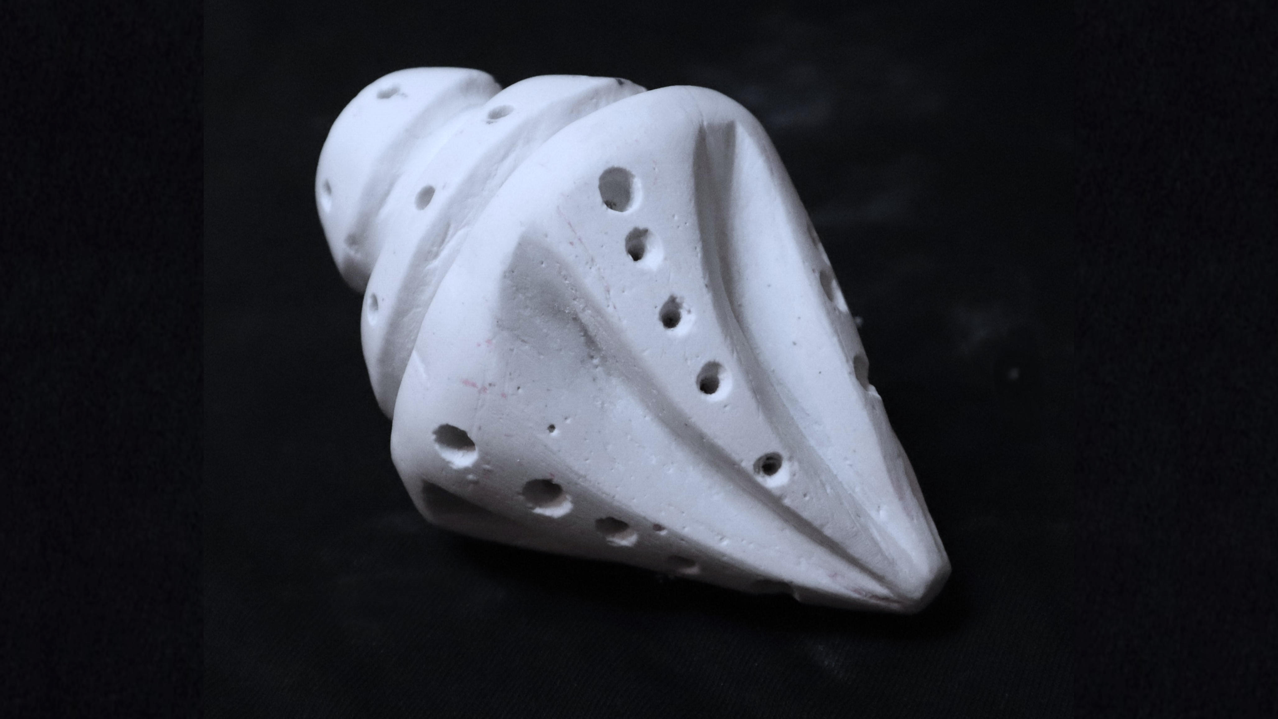 Back view of the final abstract seashell sculpture.