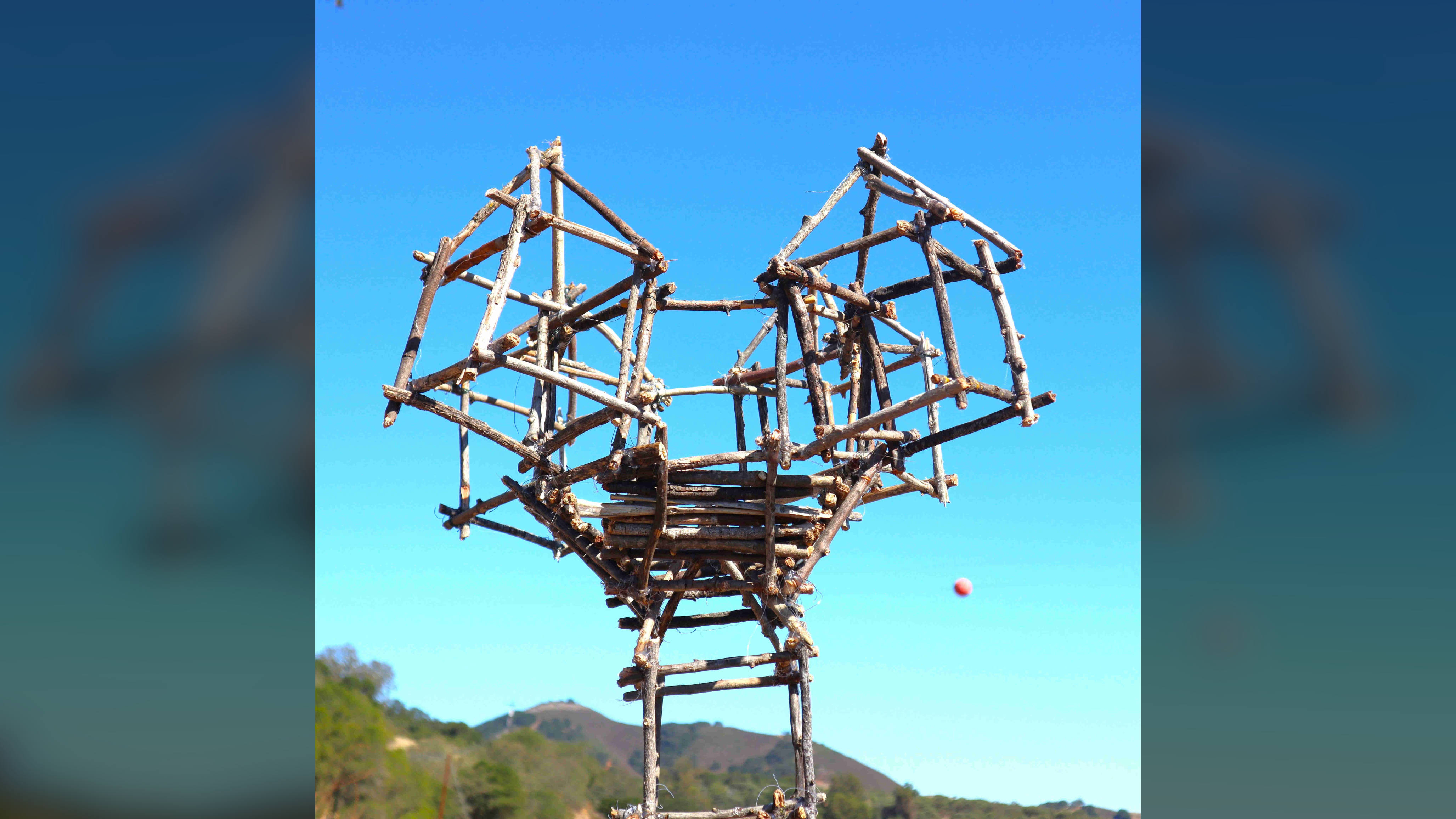 Close-up view of the sculpture.