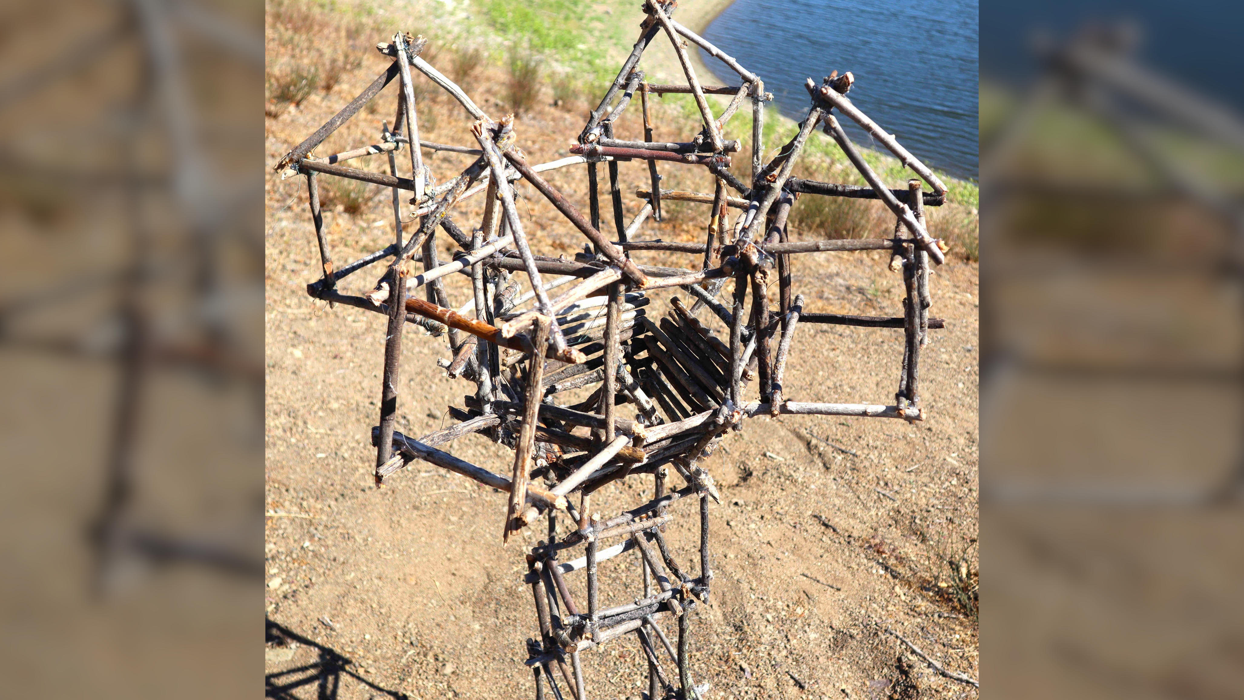 Close-up view of the sculpture.