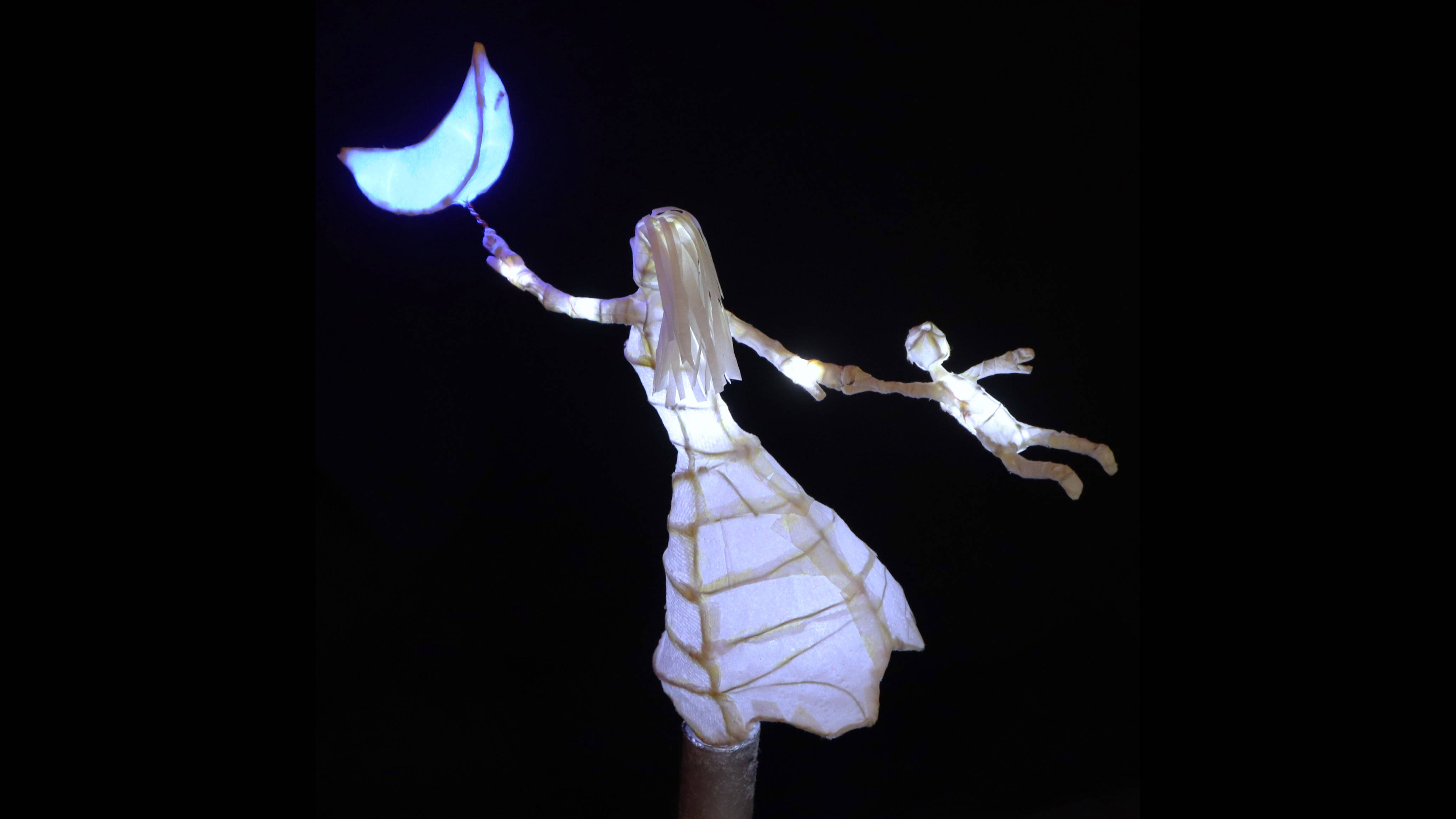 Back view of the illuminated sculpture.
