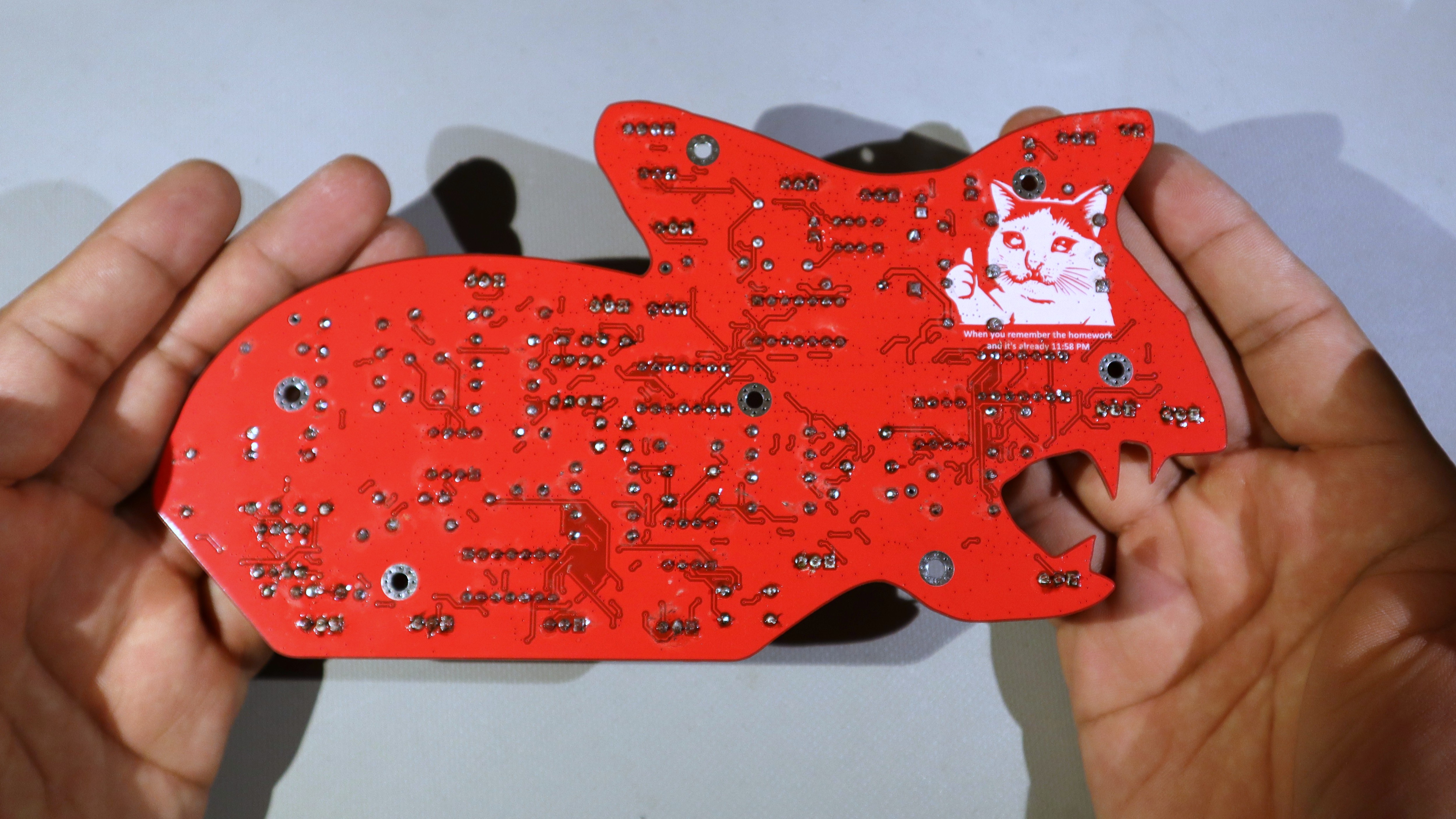 Back view of the main equalizer PCB populated with all the components.