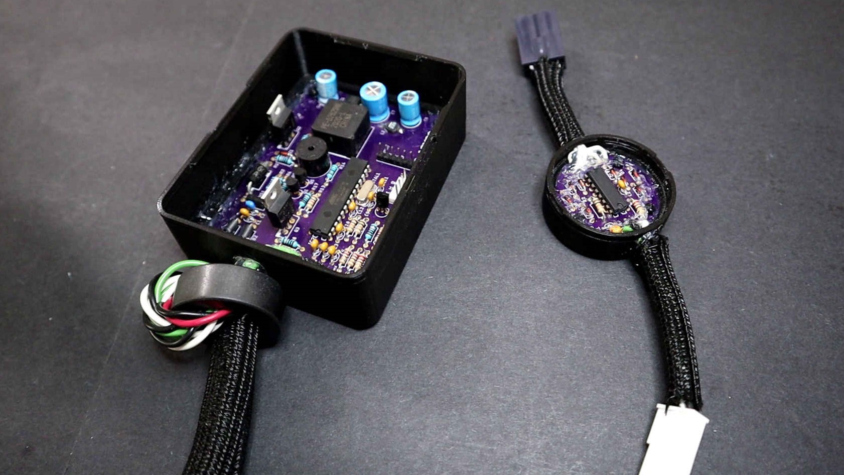 PCBs installed inside the 3D printed electronics enclosures.