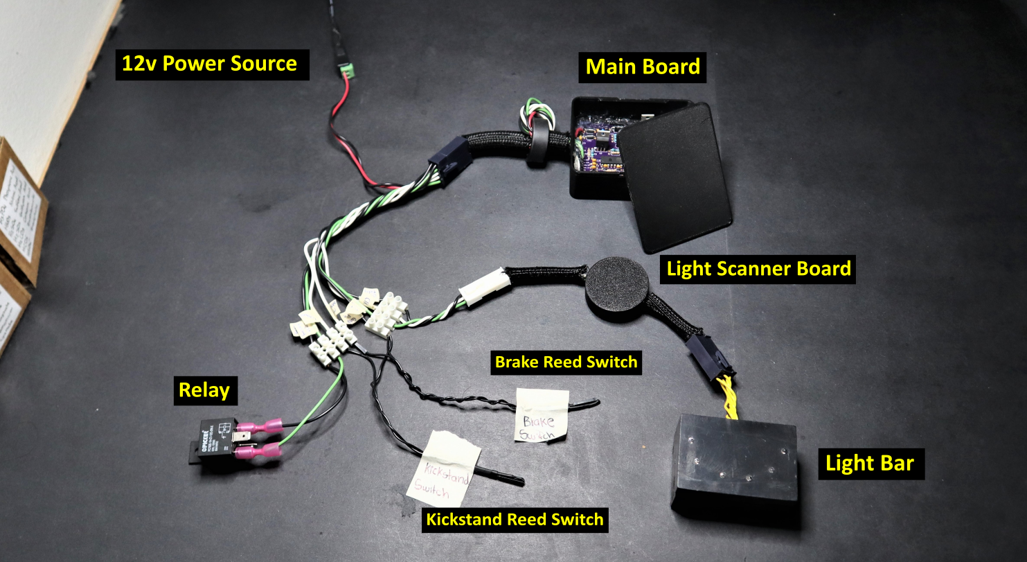Complete keyless ignition system assembled for bench testing.